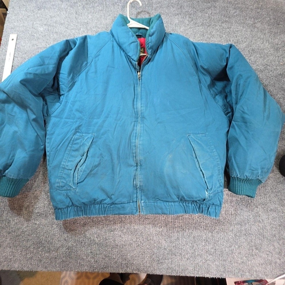 Vintage Eddie Bauer Jacket Mens Large Blue Cotton Goose Down Bomber Made Korea